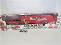 BUDWEISER NASCAR HAULER W/CAB, NEW INBOX