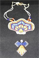Beaded Native American Inspired Necklace & brooch