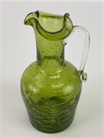 5" Green Crackle Glass Pitcher