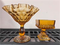 2 PCS lot of beautiful amber glass