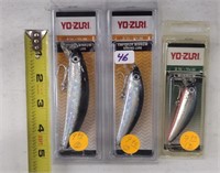 3 Yo-Zuri Minnow Sinking Lures-new in pkgs.