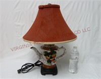Strawberry Tea Pot 19.5" Lamp w Shade ~ Powers On