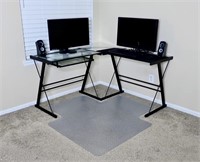 PVC Floor mat for L-Shaped desks (Studded), Transp