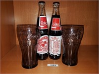 Set of CocaCola Collectible bottles & glasses