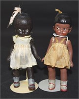 (2) Vintage Japan Painted Bisque articulated Dolls