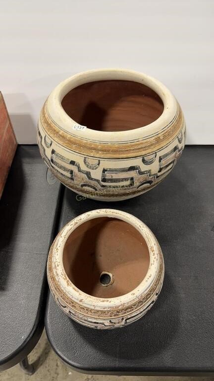 2 NATIVE AMERICAN THEMED POTS