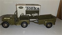 Tonka No 384 Military Jeep & Box Trailer Die Cast