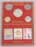 Vatican Coin and Stamp Set Five Coins Three Stamps