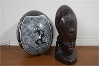 African Carved Tribal Bust & Egg Shape African