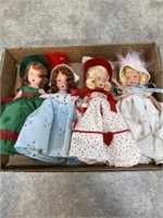 4 Nancy Ann storybook dolls, 6 inches tall