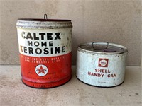 2 x Drums - Caltex Kerosine 4 Gal & Shell 2 Gal