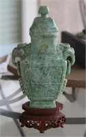 Chinese Jadeite Urn With Lid