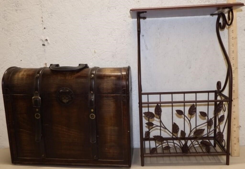 Modern Suitcase-Style Chest & Wrought Iron Stand