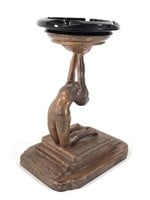 Metal Deco Nude on Pedestal Tray, Ashtray Stand 8"