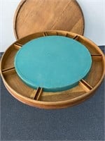 Vintage wood top with cast iron base poker table