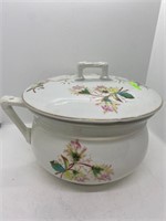 Vintage Antique Ceramic Chamber Pot W/ Lid