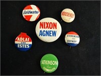 6 Original Political Campaign Buttons