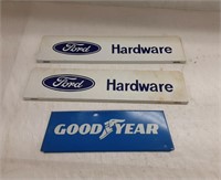 TIN SIGNS - QTY 3 - FORD & GOODYEAR