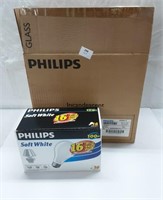 PHILIPS SOFT WHITE LIGHT BULBS - 100W - 6 BOXES