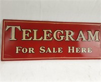 TWO - TIN TELEGRAM FOR SALE SIGNS - 24 x 9