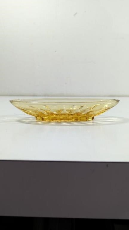 Vintage Oval Amber Glass Relish Bowl