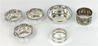 STERLING+ 800 SILVER NUT DISHES & NAPKIN RINGS