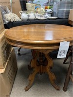 ANTIQUE OVAL LAMP TABLE - 28 X 22 X 27.5 “