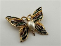 Vintage CFO Gold Tone Enameled Butterfly