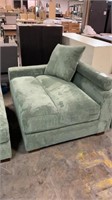 (M) LAF OLIVE CORDUROY ARMLESS CHAIR & 2 OTTOMANS