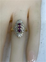 14K Ruby & Diamond Ring 3g *AS IS*