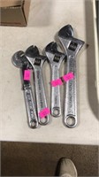 Four piece adjustable wrench lot
