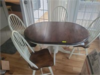 TABLE AND 4 WINDSOR BACK CHAIRS,