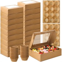 48 Pcs Cupcake Boxes  576 Liners  12 Kraft