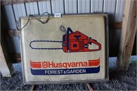 Double sided lighted Husqvarna sign (61x48)