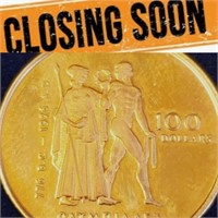 22K  16.95G Olympic Proof  $100 Coin