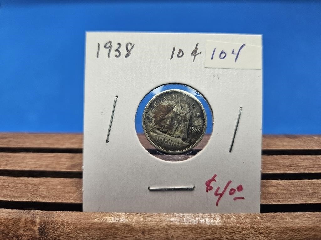 1-1938 SILVER TEN CENT COIN