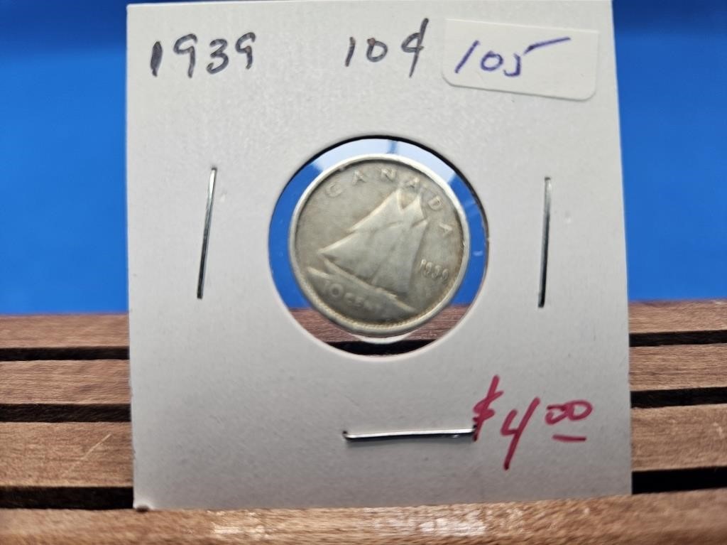 1-1939 SILVER TEN CENT COIN