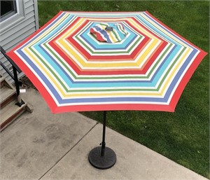 9' Multi Stripe Patio Umbrella with Base