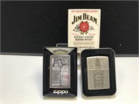 2 Zippo Lighters Jim Beam & Jack Daniels