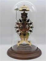 Vintage Skeleton Clock Under Glass Dome