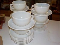 White Pyrex 13 saucers, 8 cups