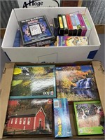 2 BOXES--PUZZLES, VHS TAPES