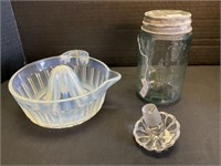 Fry Glass Reamer, Mason Jar, Decanter Top.