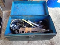 Metal Box w/ Vintage Wrenches, Sockets, Swivel