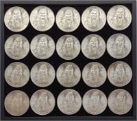 (20) 1979 72% Silver Cien (100) Pesos Coins