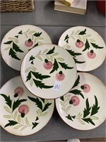 VTG Stangl Pottery Pink Thistle Salad Plates Set o