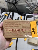 BOX OF .30 ARMY BLANK SMOKELESS BULLETS