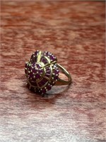 10k Yellow Gold Purple Stone Ring Size 8