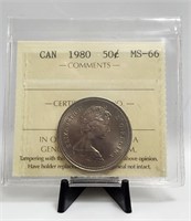 1980 Canada 50 Cents ICCS Mint State 66