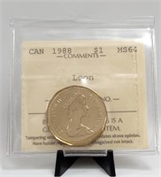 1988 Canada $1 ICCS Mint State 64